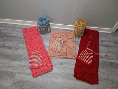 Knitted Handmade Blankets/Throws in Knitted Gift Bag  *ASK SELLER FOR COLOR*