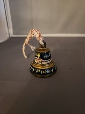 Vintage Brass Bell Miniature Collectible Hand Painted Russian Scene