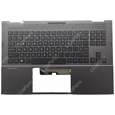 For HP OMEN 16-B TPN-Q265 Top Case Palmrest RGB Backlit US Keyboard Upper