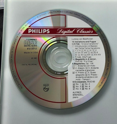 BEETHOVEN: Variations and Fugue in E flat, Bagatelles (CD Philips 412 227-2)