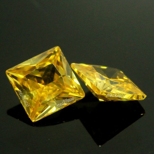 Natural Certified Ceylon Yellow Sapphire 4x4 MM Princess Pair Stunning Gemstone - Picture 3 of 5
