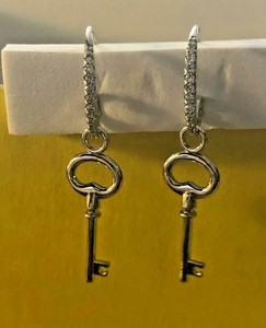 Details About Authentic Origami Owl Customable Sterling Silver Pave Wire Key Drop Earrings