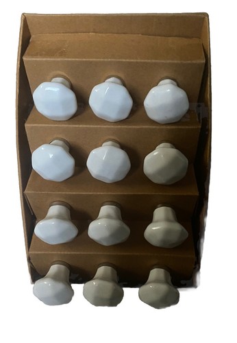 KENAR 12 White Ceramic Drawer Pull Knobs Cabinet Hardware - Picture 3 of 5