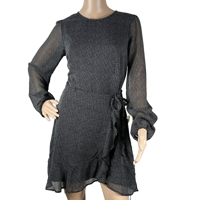 abercrombie chiffon wrap dress Abercrombie & Fitch Long Sleeve Chiffon Wrap Polka Dot Dress Sz S