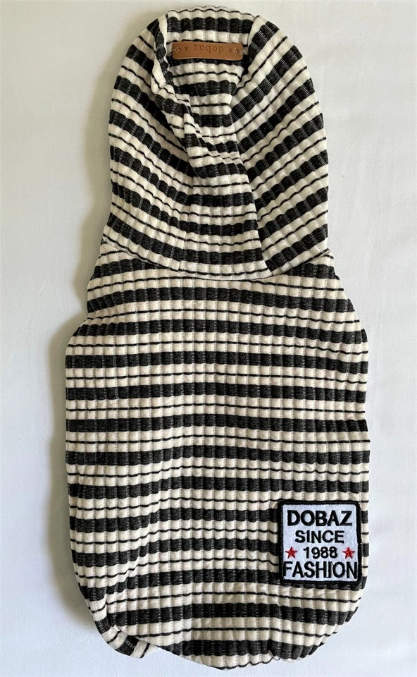 Novo Moletom Dobaz Limitado Listrado Malha Filhote Cachorro Preto e Marfim Tamanho Grande - Imagem 2 de 4