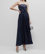 $645 Halston Women's Blue Elisabeth Twist-Front Sequin Gown Dress Size 2