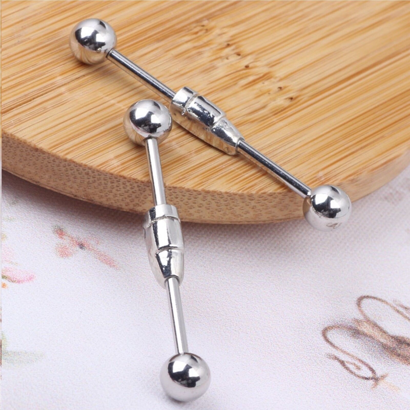 Industrial Ear Scaffold Barbell Bullet Surgical Steel Body Piercing Bar 14g 31mm