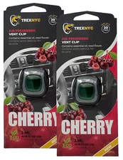 TrexNYC Car Air Fresh Vent Clip, Car Odor Eliminator, Cherry, 0.07 FL.OZ, 2 Pack