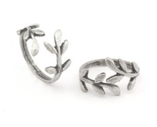 Minimalist Ring Leaf Adjustable Antique silver plated brass 18mm 8US size 4095