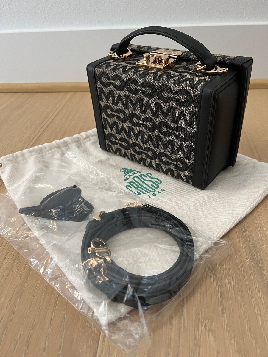 NEW MARK CROSS - Grace Small Logo-Jacquard & Leather Box Bag NEW MARK CROSS - Grace Small Logo-Jacquard & Leather Box Bag