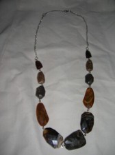 Modeschmuck Halskette Kette 70er? 80er? Brauntöne Steineform  80 cm lang