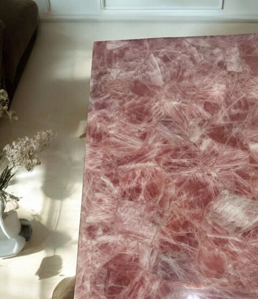 Rose Quartz Stone Sofa Center Dining Table Healing Crystal Luxury Furniture Deco - Image 4 of 4
