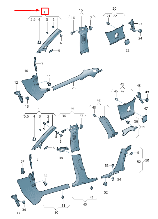 AUDI RS3 TRIMINE NEUVE AUTRE AVEC PILIER AUTRE AUTRE 8V0867233VU6 ORIGINAL