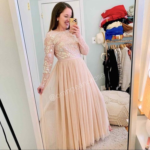 Needle \u0026 Thread Blush Pink Sequin Long 