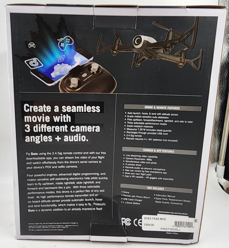 PROTOCOL Dura Drone with Live Streaming Camera 2.4g Remote Control - Black/White - Picture 8 of 14