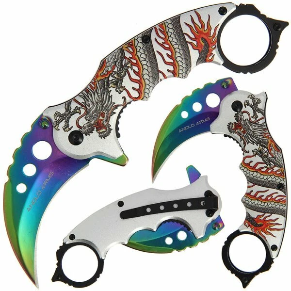LAGUIOLE STIL Karambit Klappmesser Einhandmesser Edelstahl Carambit-Messer Drache