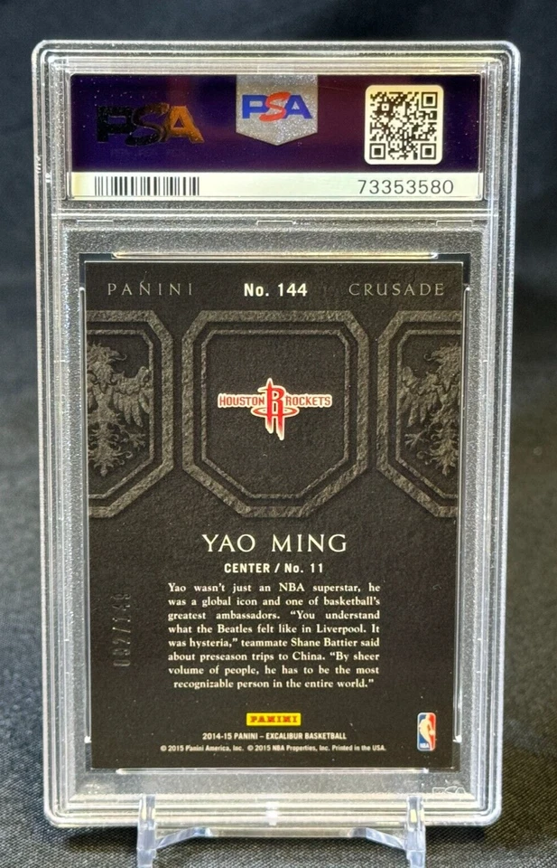 Yao Ming 2014 Panini Excalibur Crusade Blue /149 PSA 8 NM-MINT POP 1 Rockets - Image 2 of 2