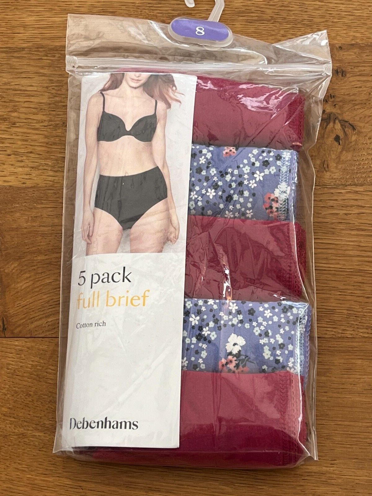 Debenhams Ladies Cotton Rich Full Briefs 5Pack Assorted Patterns