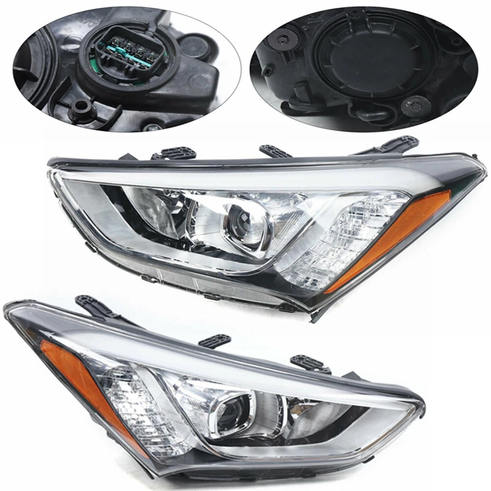 Pair Headlight For Hyundai Santa Fe 2013-2016 Driver+Passenger Side Headlamp Foto 2 de 4