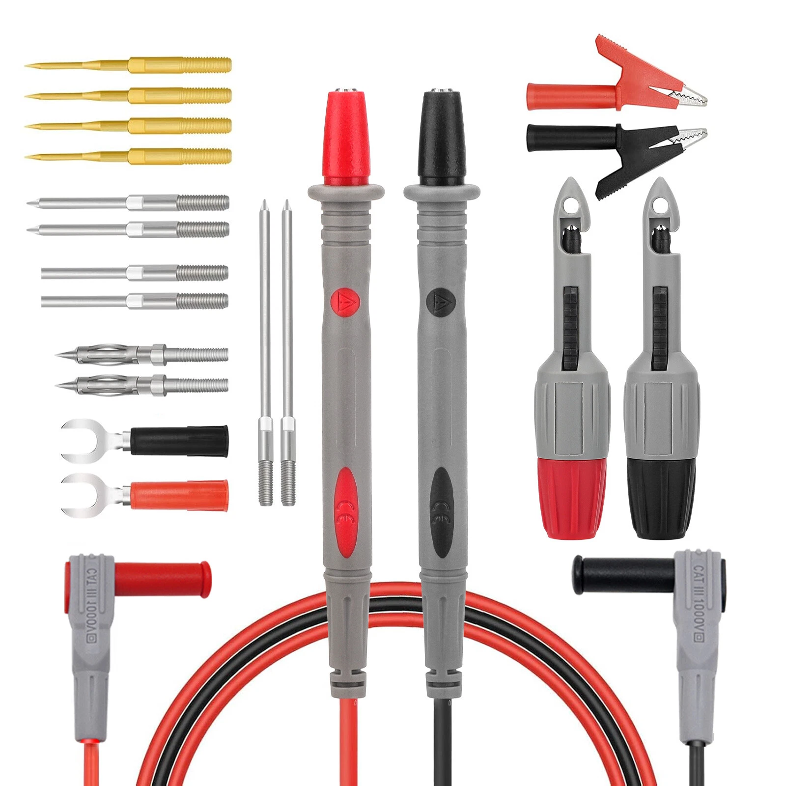 Multimeter Test Lead Kit Electrical Alligator Clip Test Probe Plug Set 1000V 20A