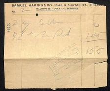 McKee Bros. Machinist Tools c1901 Receipt - Hicks Motor Cycle Chicago* (#2)