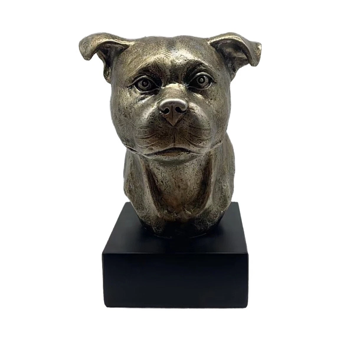 Grande Statue Bull Terrier Assis - Résine Noire - 62 Cm - Décoration D'intérieur