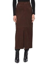 Suede Skirt Leather Size Vintage Lined Western Women Long Pencil Maxi Brown 6