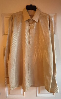 Vintage Men's Dress Shirt Long Sleeve Button Down Shiny Gold 70s Big Stiff  Cuffs | eBay
