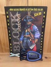 Block Sharpener Blue On Black Universal Knife Sharpener Safety Grip Made In USA