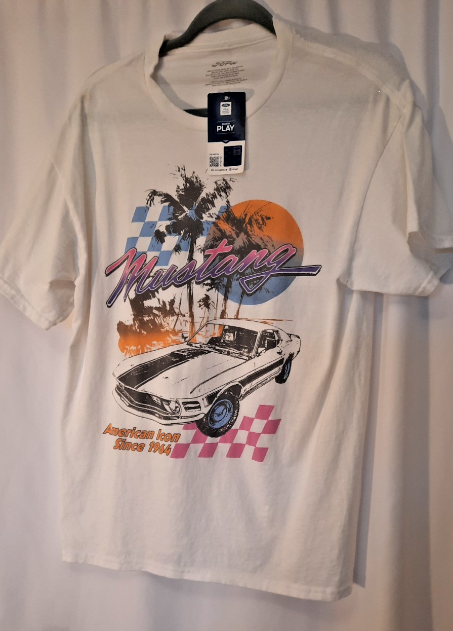 PONY T shirt Ford Mustang palme nuova con etichetta qualche macchia media