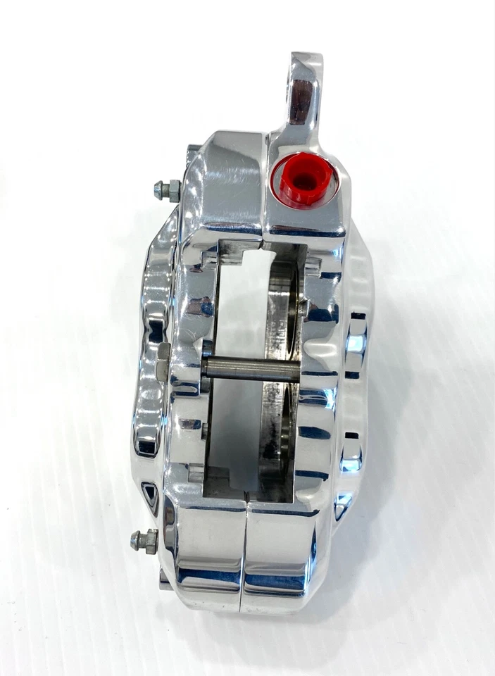 Pinza de freno HHI Hawg Halters delantera derecha cromada 4 pistones 73-83 Harley Big Twin Foto 4 de 4