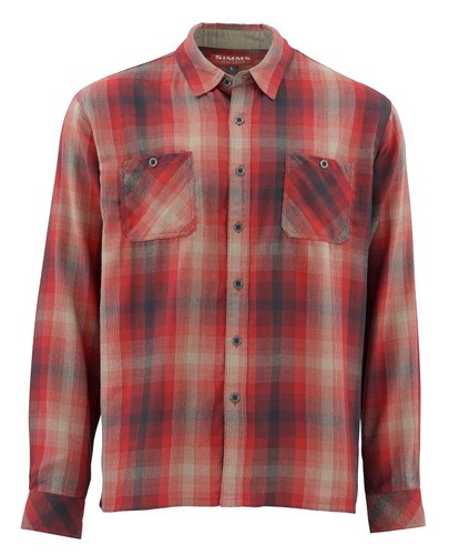 SIMMS Fishing Outdoors Shirt Black's Ford Flannel Long Sleeve Shirt M Garnet - Picture 9 of 9