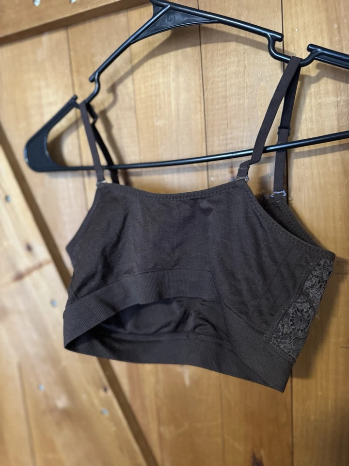 Coobie 胸罩均码女式舒适文胸棕色 V 领带蕾丝全新带标签 — 第 3/4 张图片