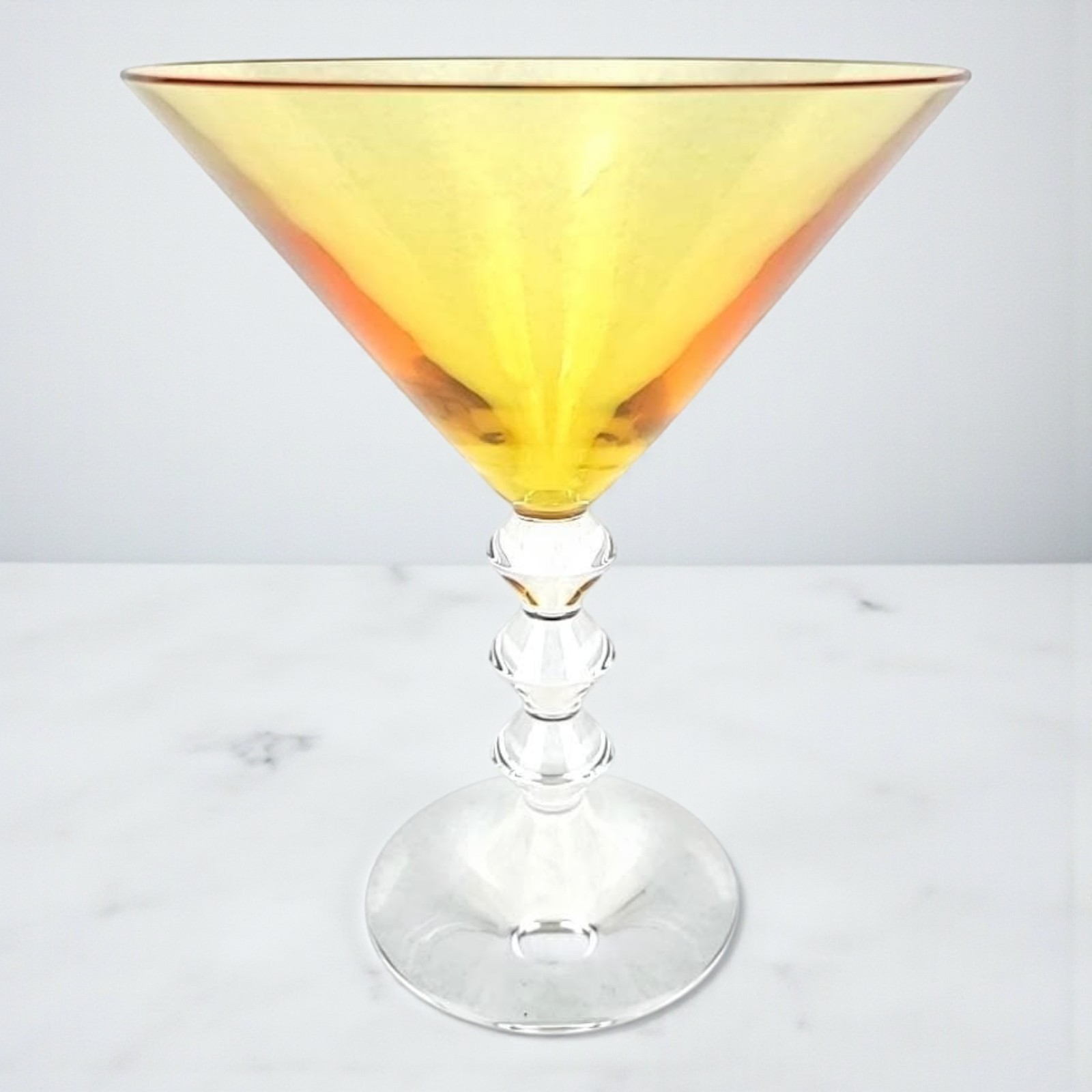Baccarat VEGA Martini Glass Yellow Overlay 1-pc (Single) Cocktail Crystal