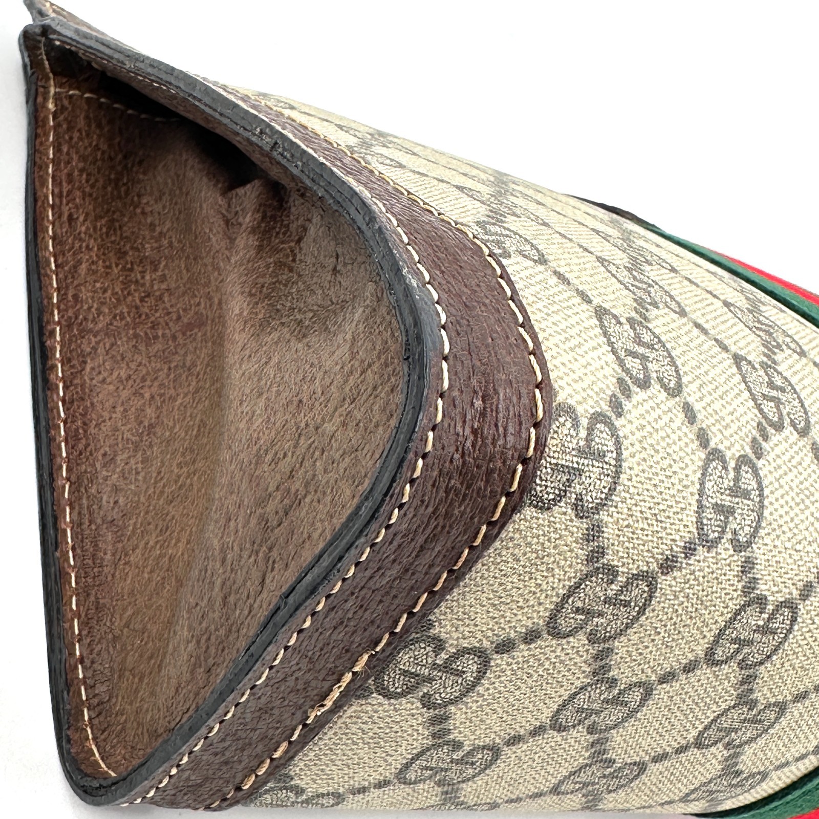 Vintage GUCCI Clutch Bag Sherry Line GG PVC Leather Brown Purse Authentic thumbnail 11