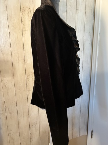 Giacca vintage Patra nera velluto colletto arricciato stravagante strega fata gotica taglia 12 - Foto 3 di 14