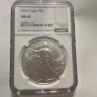 2026 W American Silver Eagle MS-69 NGC Ounce 1 Oz Fine Silver - 1 Day Auction