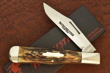 WINCHESTER TRADEMARK MADE IN USA STAG JUMBO COKE BOTTLE KNIFE 1991 1920S (30349)