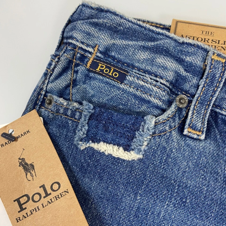Polo Ralph Lauren Astor Slim Boyfriend Patchwork Jeans Girls Size 6X NEW Preppy - Image 4 of 4