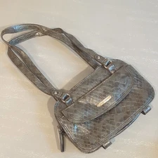 Vintage Shoulderbag Silver Metallic Zip Compartments
