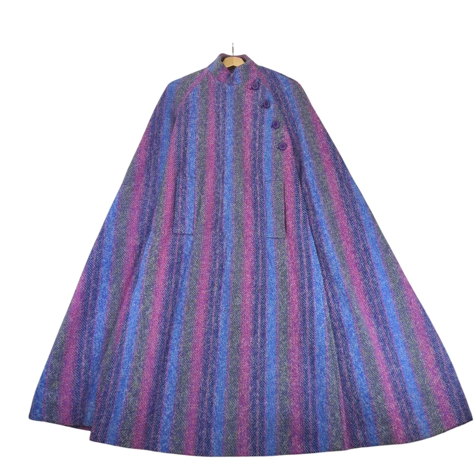 Abrigo largo de lana pesada vintage Jimmy Hourihan Dublin púrpura grande Foto 2 de 4