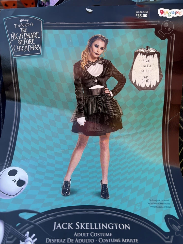 Nightmare Before Christmas Adult Jack Skellington Costume Dress 4-6 Small Female - Image 2 of 4