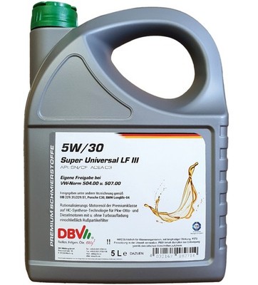 DBV 5W-30 Super Universal Longlife 3 Motoröl 5 Liter VW AUDI SEAT SKODA MB BMW