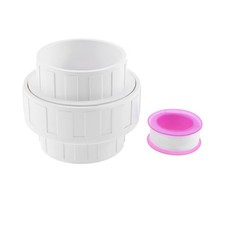 White PVC Pipe Fitting Union With Tape Replacement for 2" Pipe Schedule 40