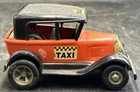 EH Vintage 1970s Tiny Tonka Taxi Toy Car Orange & Black Made In USA