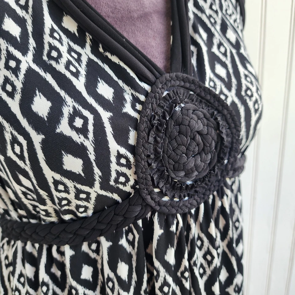 Maxi Vestido Mujer Edición Max Negro Blanco Bohemio Boho Chic Sin Mangas Vacaciones L Foto 3 de 4