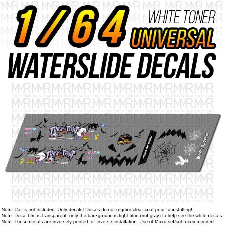 1/64 Scale HALLOWEEN JACK O .. White Toner Universal WaterSlide Decals for Hot