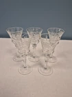 Vintage Etched Crystal Floral Design Clear Glass Cordial Sherry Glasses Set of 5