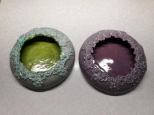 2 Vintage Royal Haeger USA R 224 GIANT 12 x 2-3/4 inch Blue & Purple Planters