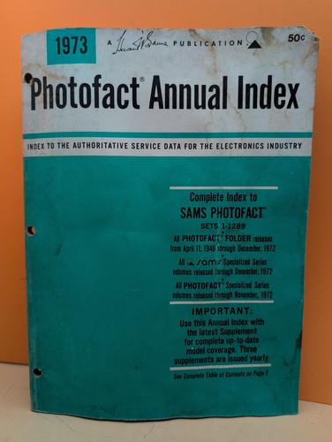 SAMS PHOTOFACT Annual Index 1973 ~ Sylvania RCA Tubes